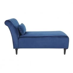 Modern Luxury Velvet Fabric Chaise Lounge Armless Chair Indoor Curved Leisure Chaise with Bolster Pillow, Single Couch by ANBAZAR -ANBAZAR Sales blue anbazar chaise lounges wkx143 bue c3 1000