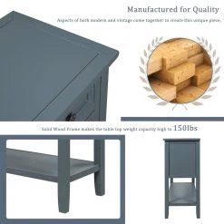 45 in. Blue Wood Rectangle Console Table Sofa Table, Solid Wood Modern Entryway Table with Cabinet, Shelf and 7 Drawers by ANBAZAR -ANBAZAR Sales blue anbazar console tables 02395anna b fa 1000