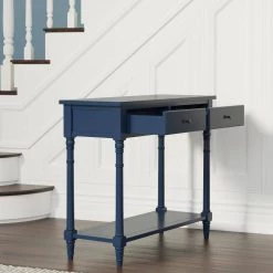 35.43 inch Blue Standard Rectangular Solid Wood Console Table with Drawers by ANBAZAR -ANBAZAR Sales blue anbazar console tables gj 140 bl 31 1000