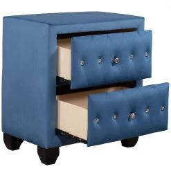 2-Drawer Blue Modern Upholstered Nightstand Wood Side Table End Table Tufted Drawers 25 in. L x 15.9 in. W x 27.9 in. H by ANBAZAR -ANBAZAR Sales blue anbazar nightstands 01744anna c 44 1000