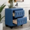 2-Drawer Blue Modern Upholstered Nightstand Wood Side Table End Table Tufted Drawers 25 in. L x 15.9 in. W x 27.9 in. H by ANBAZAR