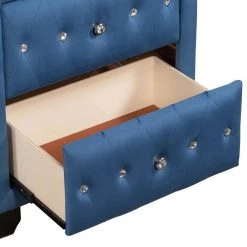 2-Drawer Blue Modern Upholstered Nightstand Wood Side Table End Table Tufted Drawers 25 in. L x 15.9 in. W x 27.9 in. H by ANBAZAR -ANBAZAR Sales blue anbazar nightstands 01744anna c 76 1000