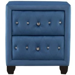 2-Drawer Blue Modern Upholstered Nightstand Wood Side Table End Table Tufted Drawers 25 in. L x 15.9 in. W x 27.9 in. H by ANBAZAR -ANBAZAR Sales blue anbazar nightstands 01744anna c c3 1000
