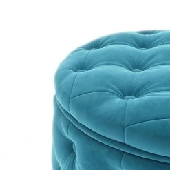 Blue Button Tufted Velvet Round Classic Ottoman With Storage 29.5"Wide Living Room Footrest by ANBAZAR 14 Blue Button Tufted Velvet Round Classic Ottoman With Storage 29.5"Wide Living Room Footrest by ANBAZAR -ANBAZAR Sales blue anbazar ottomans liner01 c 77 1000