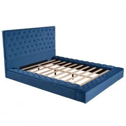 Blue 70 in. W Full Size Wood Velvet Upholstered Tufted Platform Bed Frame with Storage on Both Sides and Footboard by ANBAZAR -ANBAZAR Sales blue anbazar platform beds 01703anna c 44 1000