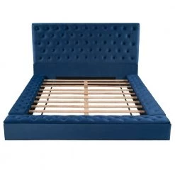 Blue 70 in. W Full Size Wood Velvet Upholstered Tufted Platform Bed Frame with Storage on Both Sides and Footboard by ANBAZAR -ANBAZAR Sales blue anbazar platform beds 01703anna c 4f 1000