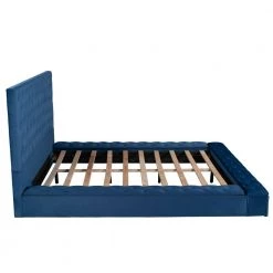 Blue 70 in. W Full Size Wood Velvet Upholstered Tufted Platform Bed Frame with Storage on Both Sides and Footboard by ANBAZAR -ANBAZAR Sales blue anbazar platform beds 01703anna c 76 1000