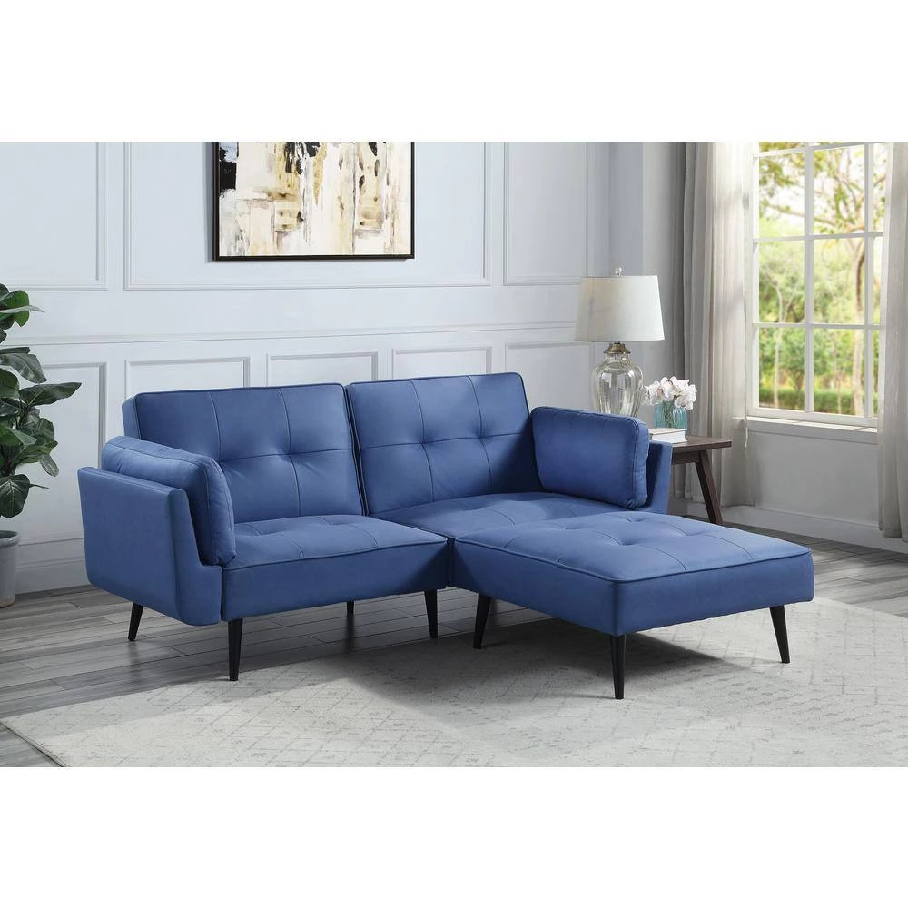 81 in. Slope Arm Fabric Sofa, Straight Adjustable Sofa and Ottoman, 2 Pillows Included, Convertible Sofa Bed, Blue by ANBAZAR 12 81 in. Slope Arm Fabric Sofa, Straight Adjustable Sofa and Ottoman, 2 Pillows Included, Convertible Sofa Bed, Blue by ANBAZAR - Image 12