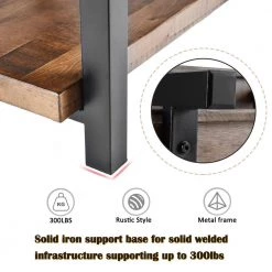 Rustic 22 in.Brown Solid Wood Home Coffee Table with Bottom Shelf, Square Coffee Table with Iron Frame for Living Room by ANBAZAR -ANBAZAR Sales brown anbazar coffee tables 01478anna d fa 1000