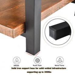 Rustic 26.4 in.Brown Solid Wood Coffee Table with Bottom Shelf, Square Coffee Table with Iron Frame for Living Room by ANBAZAR -ANBAZAR Sales brown anbazar coffee tables 01479anna d fa 1000