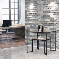 Dual Tier Coffee & Tea Small Square End Table, Side Table with 2-Tier Storage Shelf for Living Room and Office, Brown by ANBAZAR -ANBAZAR Sales brown anbazar coffee tables d 001272 b 76 1000