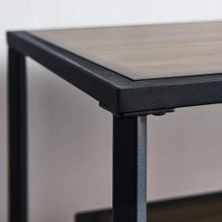 48 inches. Rustic brown rectangular wood metal frame coffee table with double storage shelves by ANBAZAR -ANBAZAR Sales brown anbazar coffee tables gj 129 44 1000