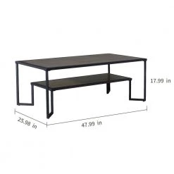 48 inches. Rustic brown rectangular wood metal frame coffee table with double storage shelves by ANBAZAR -ANBAZAR Sales brown anbazar coffee tables gj 129 c3 1000