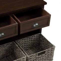 Brown Rustic Entryway Storage 3-Drawers and 3-Woven Baskets, Wood Shoe Bench 19.5 in. H x 41.9 in. W x 15.2 in. D by ANBAZAR 16 Brown Rustic Entryway Storage 3-Drawers and 3-Woven Baskets, Wood Shoe Bench 19.5 in. H x 41.9 in. W x 15.2 in. D by ANBAZAR -ANBAZAR Sales brown anbazar dining benches 02369anna n 76 1000