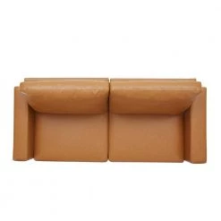 Modern Sofa Couch, 75.2 in. Square Armrests Faux Leather Upholstered Straight Solid Wood Frame 3 Seat Sofa in Brown by ANBAZAR -ANBAZAR Sales brown anbazar sofas couches wkx55 bn 4f 1000