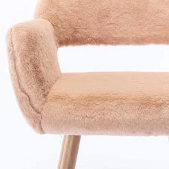 Camel Dining Chair with Faux Fur, Medieval Side Chair with Solid Painted Steel Legs Dining Room Bedroom by ANBAZAR -ANBAZAR Sales camel anbazar dining chairs d 001022 c 44 1000