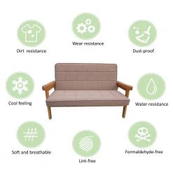 Microfibres Fabric Upholstered Leisure Sofa Chair with Wood Armrest, Bench for Children (Set of 1) by ANBAZAR -ANBAZAR Sales cream anbazar kids chairs wkx126 c 44 1000