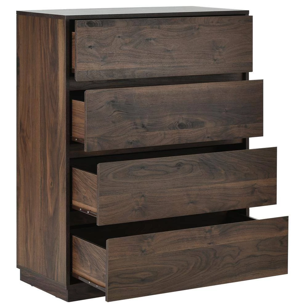 Mid-Century Modern Dark Brown Wood 4 Drawers Chest of Drawers, Classic Storage Dresser Beside Table for Home, Office by ANBAZAR 5 Mid-Century Modern Dark Brown Wood 4 Drawers Chest of Drawers, Classic Storage Dresser Beside Table for Home, Office by ANBAZAR - Image 5