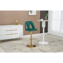 Tufted Upholstered Bar Stool, Height Adjustable Bar Chair, Bar Stool with Nail Back and Footrest,Counter Height,Emerald by ANBAZAR -ANBAZAR Sales emerald anbazar bar stools wjz 124a 31 1000