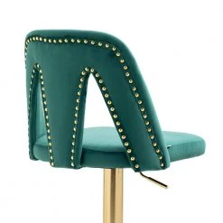 Tufted Upholstered Bar Stool, Height Adjustable Bar Chair, Bar Stool with Nail Back and Footrest,Counter Height,Emerald by ANBAZAR -ANBAZAR Sales emerald anbazar bar stools wjz 124a 44 1000