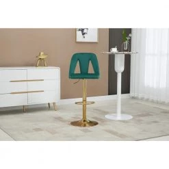 Tufted Upholstered Bar Stool, Height Adjustable Bar Chair, Bar Stool with Nail Back and Footrest,Counter Height,Emerald by ANBAZAR -ANBAZAR Sales emerald anbazar bar stools wjz 124a a0 1000