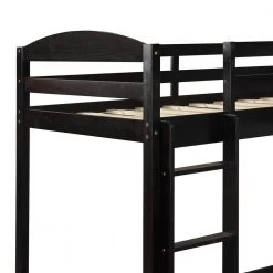 Twin Size Espresso L-Shaped Triple Bunk Beds, Twin Over Twin Wood Bunk Bed Frame with a Loft Bed for 3-Kids by ANBAZAR -ANBAZAR Sales espresso anbazar bunk beds 00340anna fa 1000