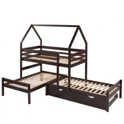 Espresso Twin over Twin over Twin Triple Bunk beds with Trundle, Sturdy Wooden Playhouse Kid Bunk Bed by ANBAZAR 14 Espresso Twin over Twin over Twin Triple Bunk beds with Trundle, Sturdy Wooden Playhouse Kid Bunk Bed by ANBAZAR -ANBAZAR Sales espresso anbazar bunk beds 00692anna 44 1000