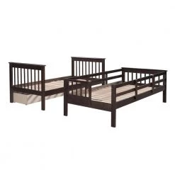 Espresso Stairway Twin-Over-Twin Bunk Bed with Three Drawers, Sturdy Wood Kid Bunk Bed Frame With Staircases by ANBAZAR -ANBAZAR Sales espresso anbazar bunk beds 00695anna 76 1000