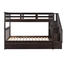 Espresso Stairway Twin-Over-Twin Bunk Bed with Three Drawers, Sturdy Wood Kid Bunk Bed Frame With Staircases by ANBAZAR -ANBAZAR Sales espresso anbazar bunk beds 00695anna c3 1000