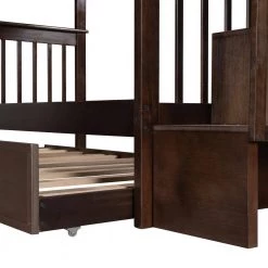 Espresso Twin-Over-Twin Stairway Bunk Bed with Trundle, Wood Kid Bunk Beds with 4 Storage Staircases and Guardrail by ANBAZAR 16 Espresso Twin-Over-Twin Stairway Bunk Bed with Trundle, Wood Kid Bunk Beds with 4 Storage Staircases and Guardrail by ANBAZAR -ANBAZAR Sales espresso anbazar bunk beds 00735anna 76 1000