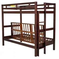 Espresso Twin over Full Bunk Bed Frame with Ladder, Detachable Kids Bunk Bed, Down Bed Can Be Converted into Daybed by ANBAZAR -ANBAZAR Sales espresso anbazar bunk beds 01054anna p 44 1000