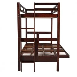 Espresso Twin over Full Bunk Bed Frame with Ladder, Detachable Kids Bunk Bed, Down Bed Can Be Converted into Daybed by ANBAZAR -ANBAZAR Sales espresso anbazar bunk beds 01054anna p fa 1000