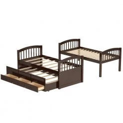 Espresso Twin Over Twin Bunk Bed with Twin Trundle, Detachable Wood Kids Bunk Bed with 3 Drawers and Built-in Ladder by ANBAZAR 15 Espresso Twin Over Twin Bunk Bed with Twin Trundle, Detachable Wood Kids Bunk Bed with 3 Drawers and Built-in Ladder by ANBAZAR -ANBAZAR Sales espresso anbazar bunk beds 01058anna p fa 1000