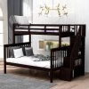 Espresso Twin Over Full Detachable Kids Bunk Bed with Staircases, Wood Bunk Bed with Storage Shelf and Safety Guardrails by ANBAZAR