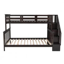 Espresso Twin Over Full Detachable Kids Bunk Bed with Staircases, Wood Bunk Bed with Storage Shelf and Safety Guardrails by ANBAZAR -ANBAZAR Sales espresso anbazar bunk beds 01783anna p c3 1000