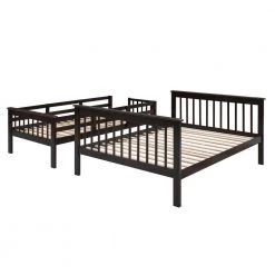 Espresso Twin Over Full Detachable Kids Bunk Bed with Staircases, Wood Bunk Bed with Storage Shelf and Safety Guardrails by ANBAZAR -ANBAZAR Sales espresso anbazar bunk beds 01783anna p fa 1000