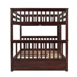 Espresso Detachable Full Bunk Bed with 2 Drawers, Solid Wood Kids Bunk Bed Frame with Ladder and Guardrail by ANBAZAR -ANBAZAR Sales espresso anbazar bunk beds 01813anna p fa 1000