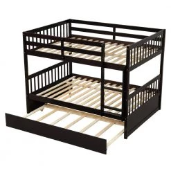 Espresso Full Bunk Bed with Trundle, Convertible to 2 Full Size Platform Bed, Bunk Bed with Ladder and Rails by ANBAZAR -ANBAZAR Sales espresso anbazar bunk beds ff123 1 1f 1000