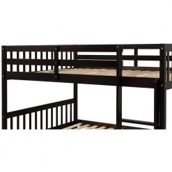 Espresso Full Bunk Bed with Trundle, Convertible to 2 Full Size Platform Bed, Bunk Bed with Ladder and Rails by ANBAZAR -ANBAZAR Sales espresso anbazar bunk beds ff123 1 44 1000
