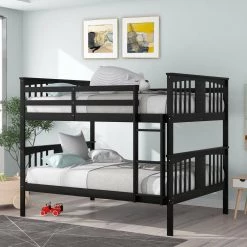 Wood Bunk Bed, Full Over Full Bunk Bed Frame with Ladder, No Box Spring Needed Espresso by ANBAZAR 14 Wood Bunk Bed, Full Over Full Bunk Bed Frame with Ladder, No Box Spring Needed Espresso by ANBAZAR -ANBAZAR Sales espresso anbazar bunk beds ff78 p 40 1000