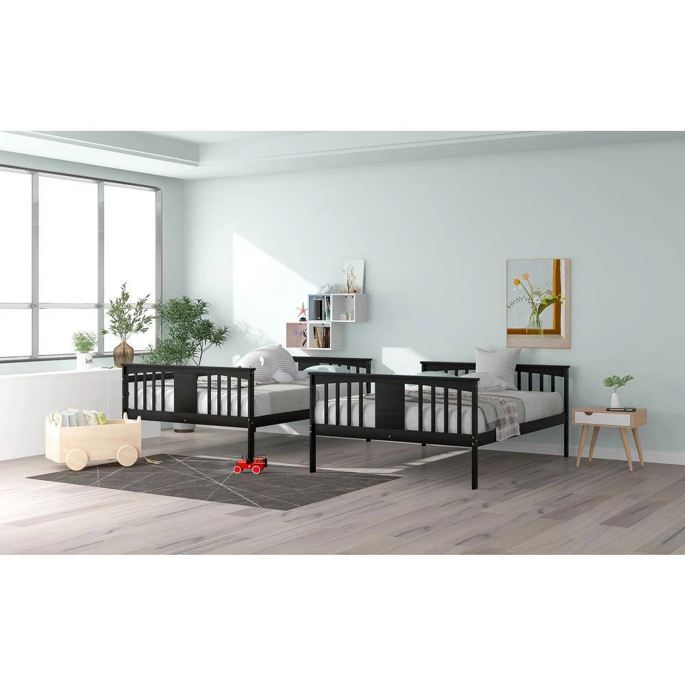 Wood Bunk Bed, Full Over Full Bunk Bed Frame with Ladder, No Box Spring Needed Espresso by ANBAZAR 9 Wood Bunk Bed, Full Over Full Bunk Bed Frame with Ladder, No Box Spring Needed Espresso by ANBAZAR - Image 9