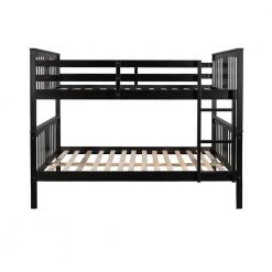 Wood Bunk Bed, Full Over Full Bunk Bed Frame with Ladder, No Box Spring Needed Espresso by ANBAZAR