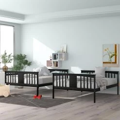 Wood Bunk Bed, Full Over Full Bunk Bed Frame with Ladder, No Box Spring Needed Espresso by ANBAZAR 22 Wood Bunk Bed, Full Over Full Bunk Bed Frame with Ladder, No Box Spring Needed Espresso by ANBAZAR -ANBAZAR Sales espresso anbazar bunk beds ff78 p 76 1000