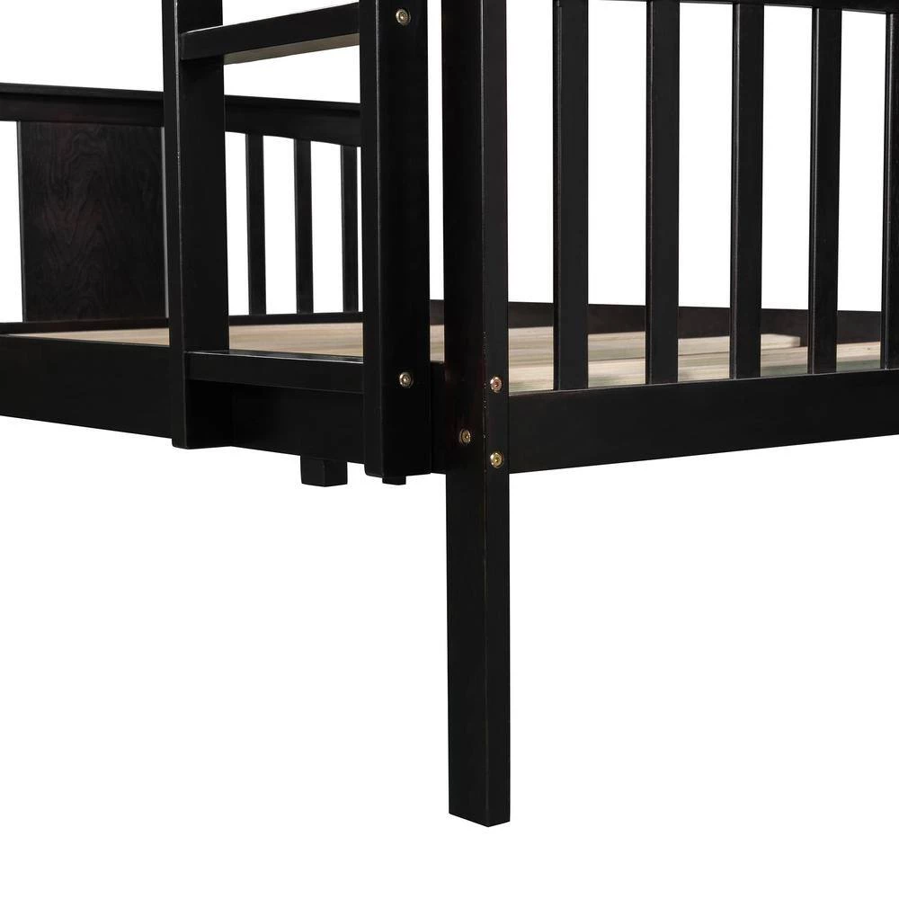 Wood Bunk Bed, Full Over Full Bunk Bed Frame with Ladder, No Box Spring Needed Espresso by ANBAZAR 10 Wood Bunk Bed, Full Over Full Bunk Bed Frame with Ladder, No Box Spring Needed Espresso by ANBAZAR - Image 10