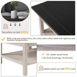 45 .2 In.Coal Large Classical Rectangle Wooden Espresso Coffee Table with Open Styled Shelf Large Two Drawers by ANBAZAR -ANBAZAR Sales espresso anbazar coffee tables ff37 p 4f 1000