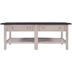 45 .2 In.Coal Large Classical Rectangle Wooden Espresso Coffee Table with Open Styled Shelf Large Two Drawers by ANBAZAR
