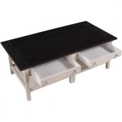 45 .2 In.Coal Large Classical Rectangle Wooden Espresso Coffee Table with Open Styled Shelf Large Two Drawers by ANBAZAR -ANBAZAR Sales espresso anbazar coffee tables ff37 p fa 1000