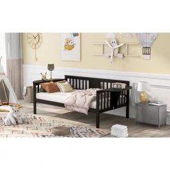 Twin Size Espresso Wood Daybed Frame with Small Foldable Table, Twin Sofa Bed With Wood Slat Support by ANBAZAR 17 Twin Size Espresso Wood Daybed Frame with Small Foldable Table, Twin Sofa Bed With Wood Slat Support by ANBAZAR -ANBAZAR Sales espresso anbazar daybeds 00387anna 31 1000