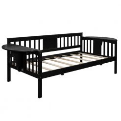 Twin Size Espresso Wood Daybed Frame with Small Foldable Table, Twin Sofa Bed With Wood Slat Support by ANBAZAR 12 Twin Size Espresso Wood Daybed Frame with Small Foldable Table, Twin Sofa Bed With Wood Slat Support by ANBAZAR -ANBAZAR Sales espresso anbazar daybeds 00387anna 4f 1000