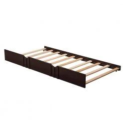 Twin Size Espresso Wood Daybed with A Trundle, Dual-use Sturdy Sofa Bed for Living Room, No Box Spring Needed by ANBAZAR -ANBAZAR Sales espresso anbazar daybeds 00511anna 76 1000